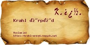 Krahl Árpád névjegykártya